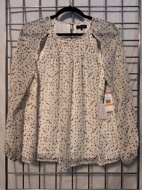 STATE Cream Star-Print Long Sleeve Blouse